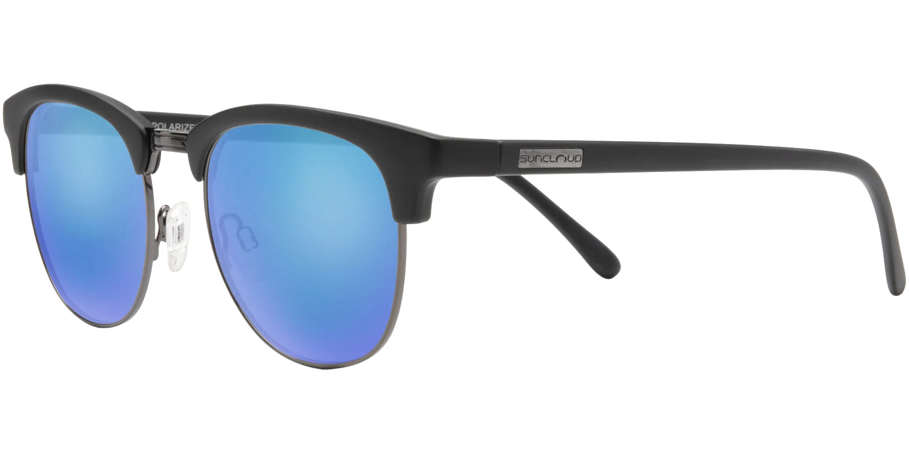 Suncloud Step Out Polarized Round Browline Sunglasses w/ Polycarbonate Mirror Lens