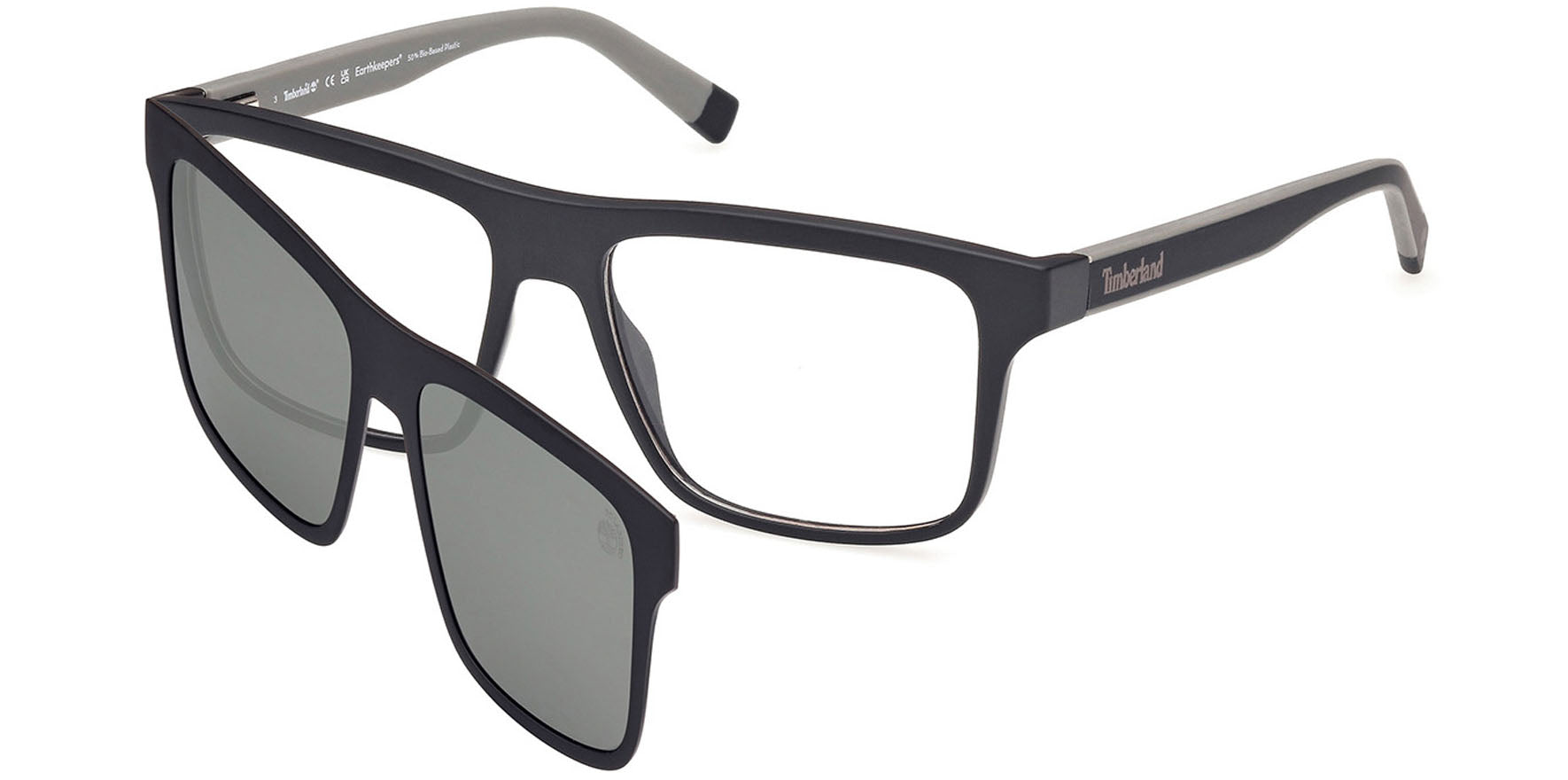 Timberland Square Eyeglass Frame w/ Polarized Clip-On