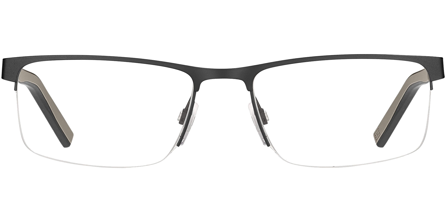 Tommy Hilfiger Semi-Rimless Rectangle Eyeglass w/ Textured Temples