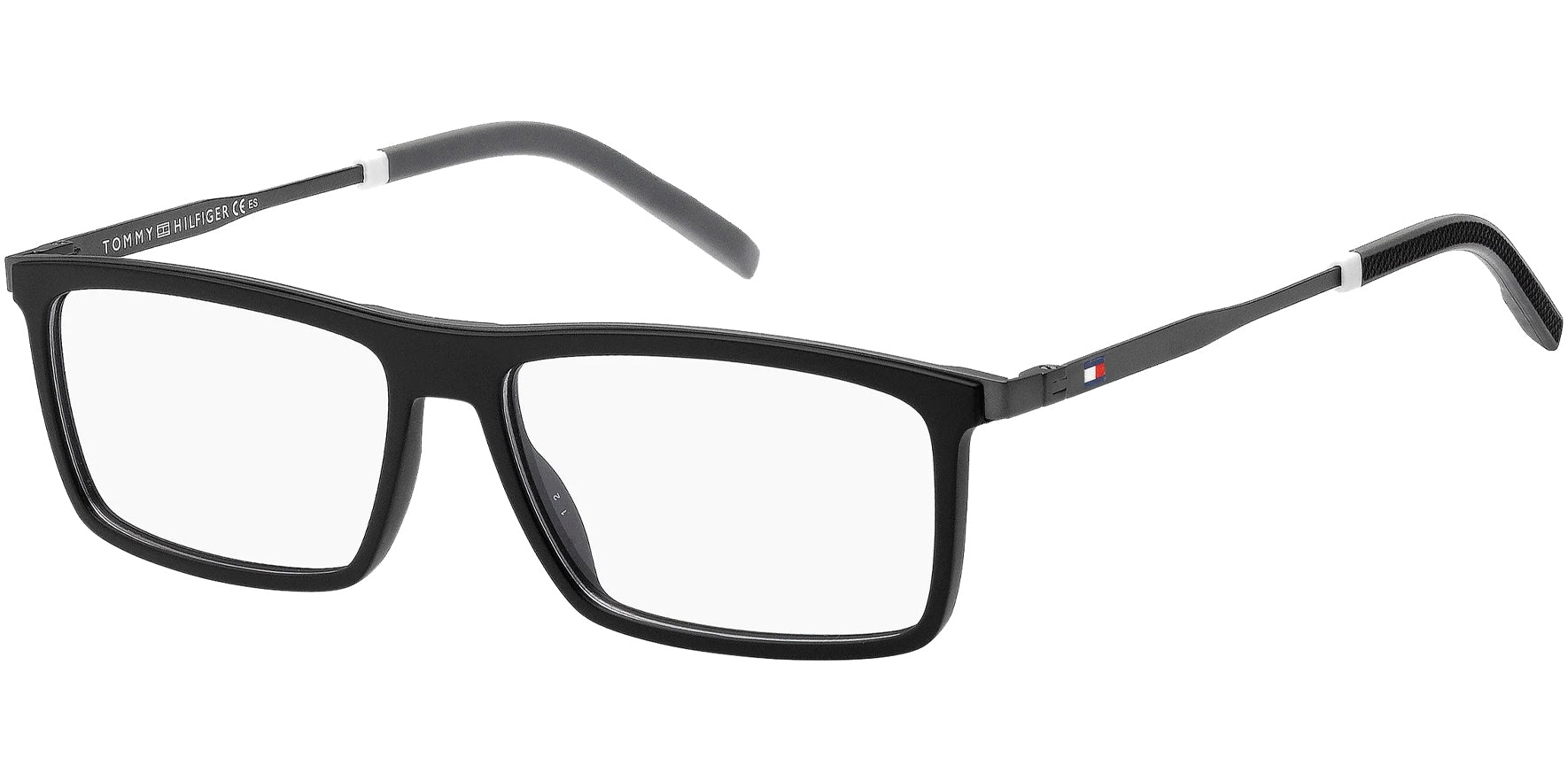 Tommy Hilfiger Matte Black Rectangle Eyeglasses w/ Extendable Arms