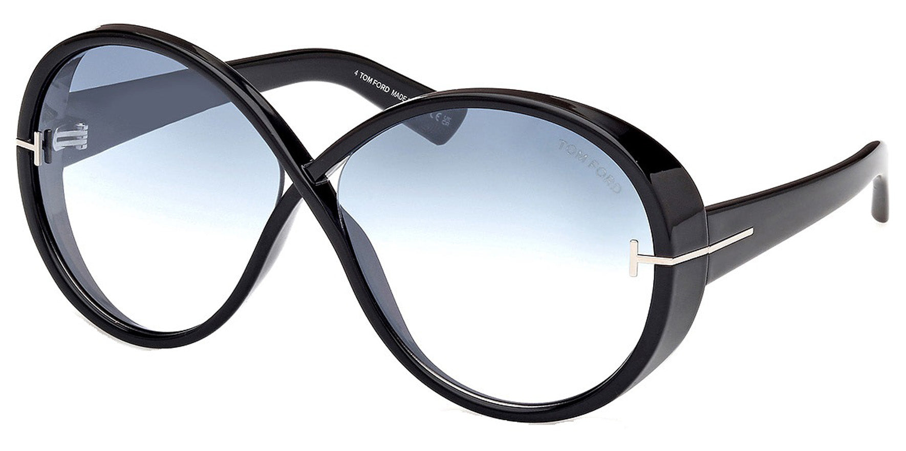 Tom Ford Edie Shiny Black Butterfly w/ Gradient Lens
