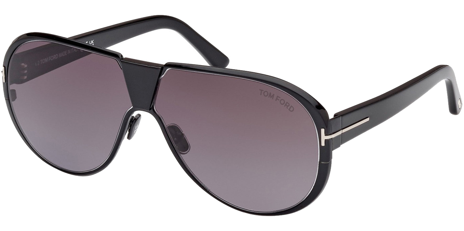 Tom Ford Vincenzo Shiny Black Pilot w/ Gradient Lens