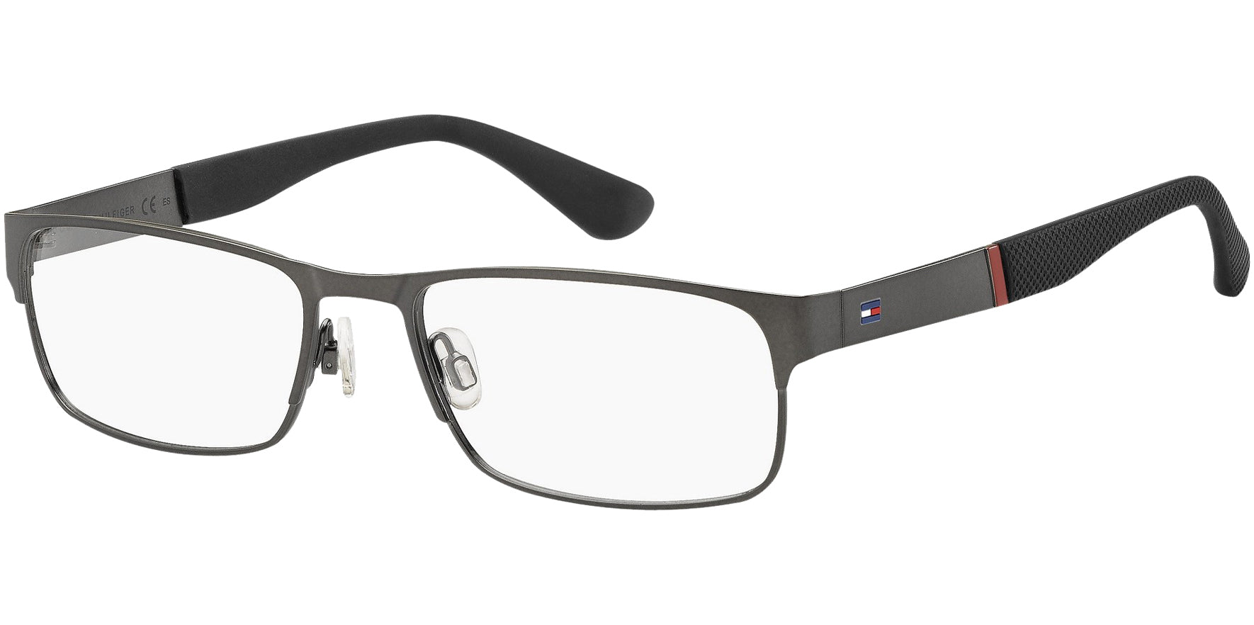Tommy Hilfiger Black Rectangle Eyeglasses w/ Textured Temples