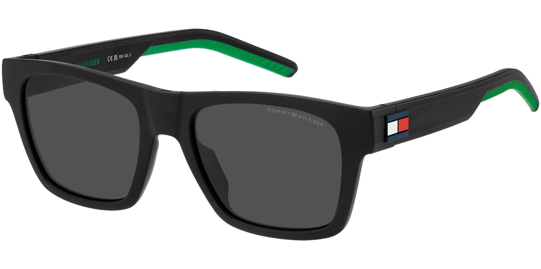 Tommy Hilfiger Matte Black Square w/ Green Textured Temple Insert