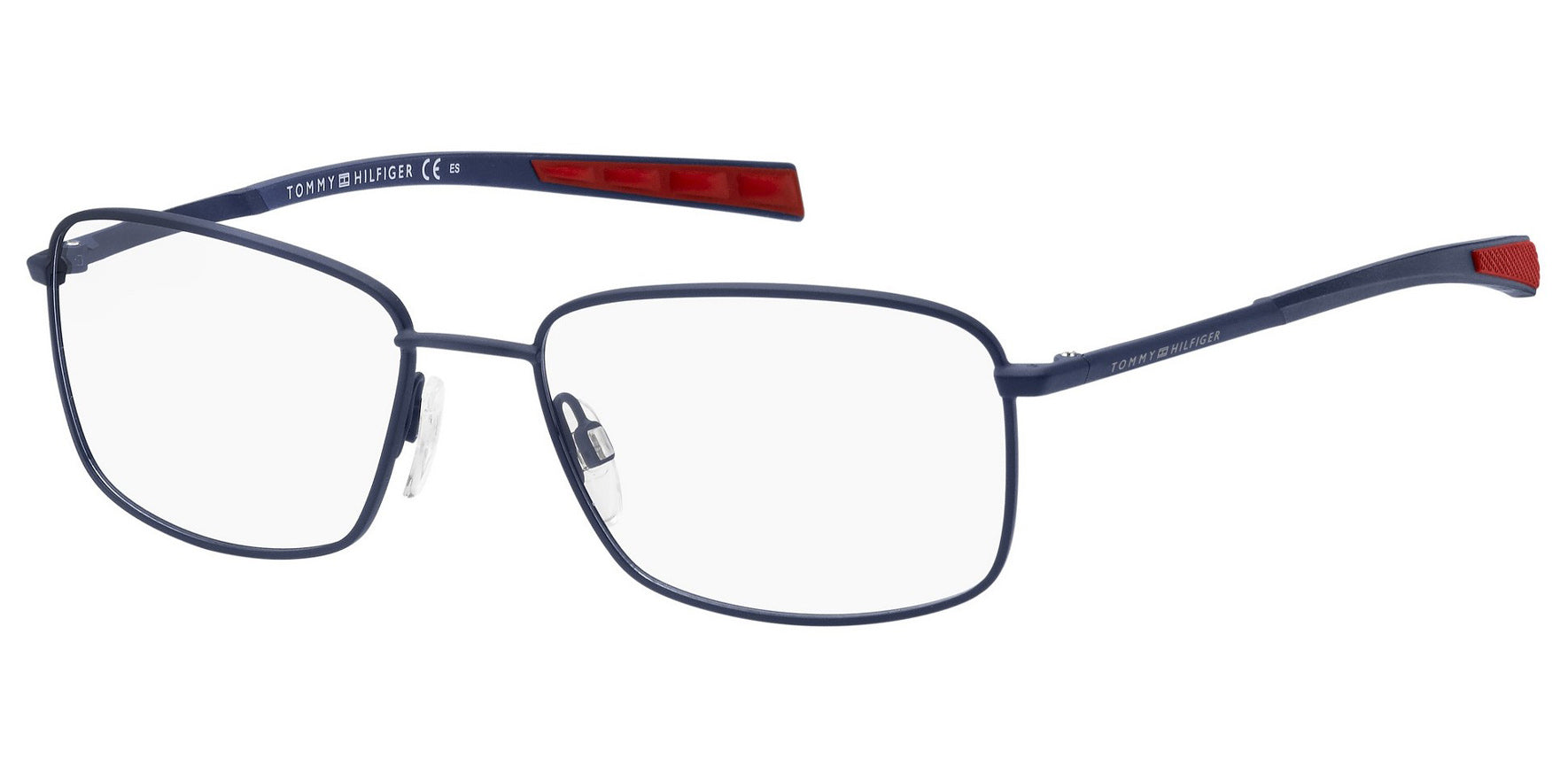 Tommy Hilfiger Matte Blue Rectangle Eyeglass Frames w/ Slim Temples