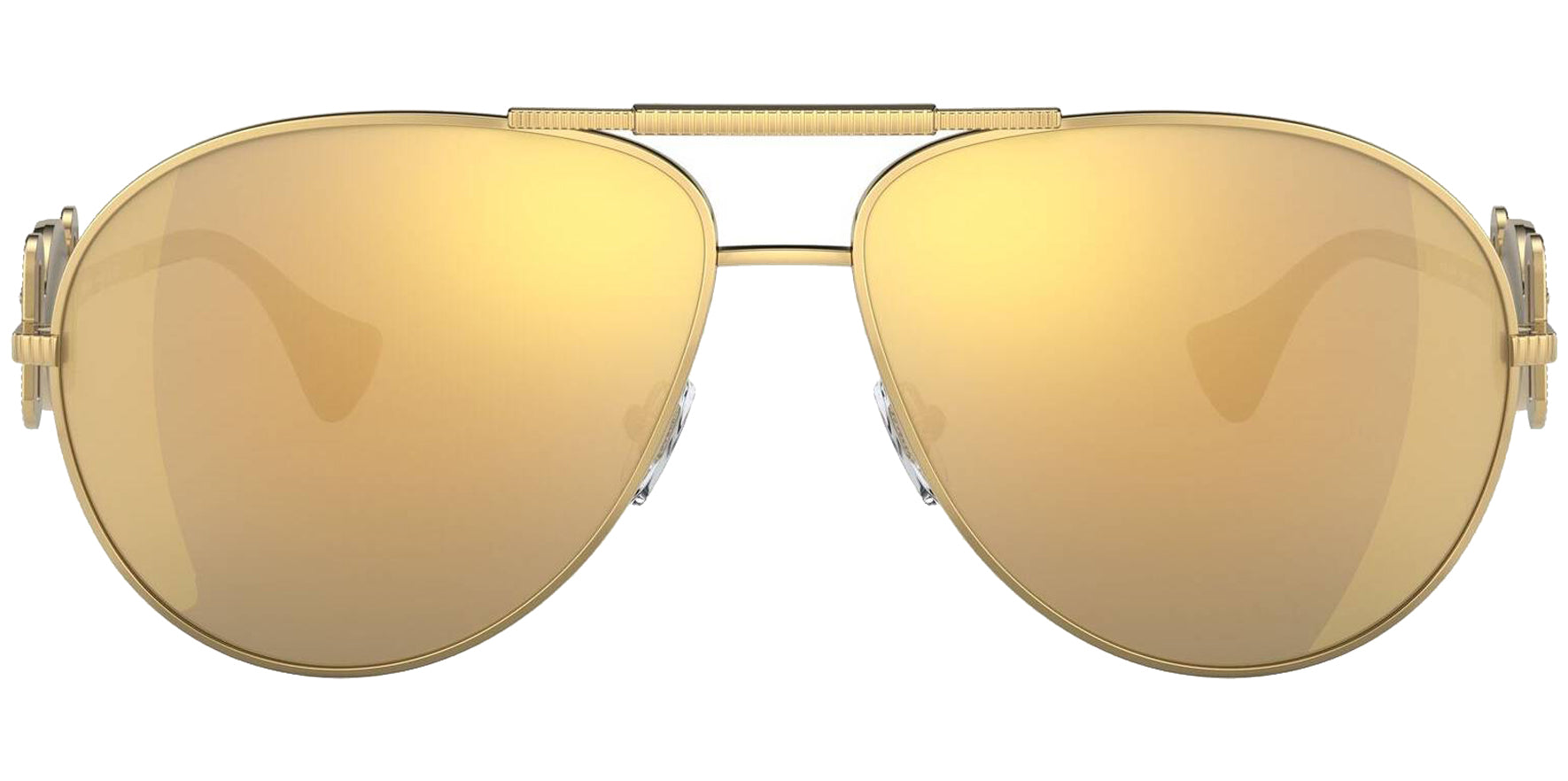 Versace Gold-Tone Oversize Aviator w/ Mirror Lens - Eyedictive