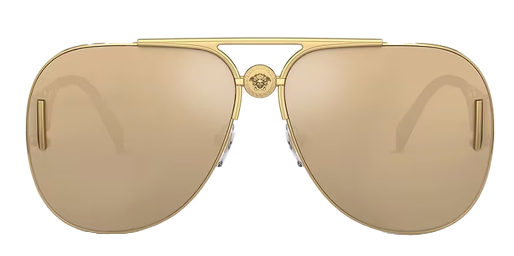 Versace Medusa Biggie Gold-Tone Pilot w/ Mirror Lens - Eyedictive