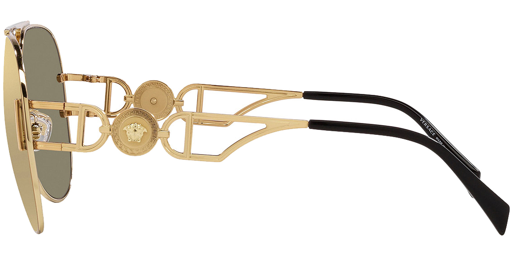 Versace Medusa Biggie Gold-Tone Pilot w/ Mirror Lens - Eyedictive
