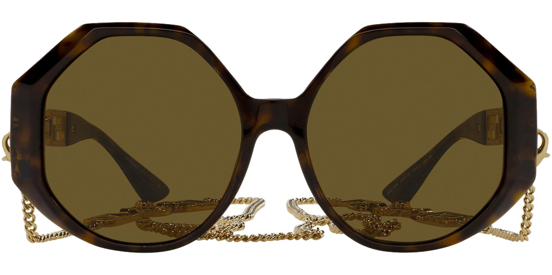Versace Havana Oversize Geometric w/ Detachable Chain - Eyedictive