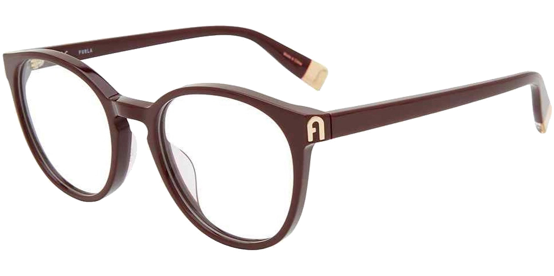 Furla Round Eyeglass Frames w/ Keyhole Bridge