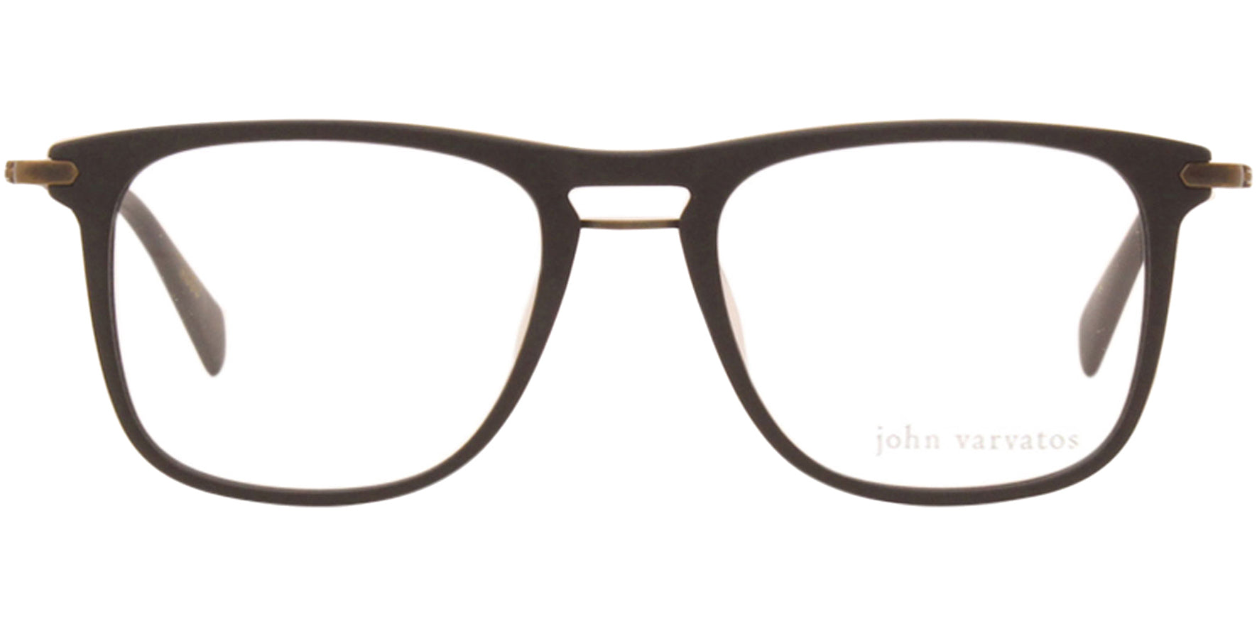 John Varvatos Black Soft Square Eyeglass Frames w/ Slim Metal Temples
