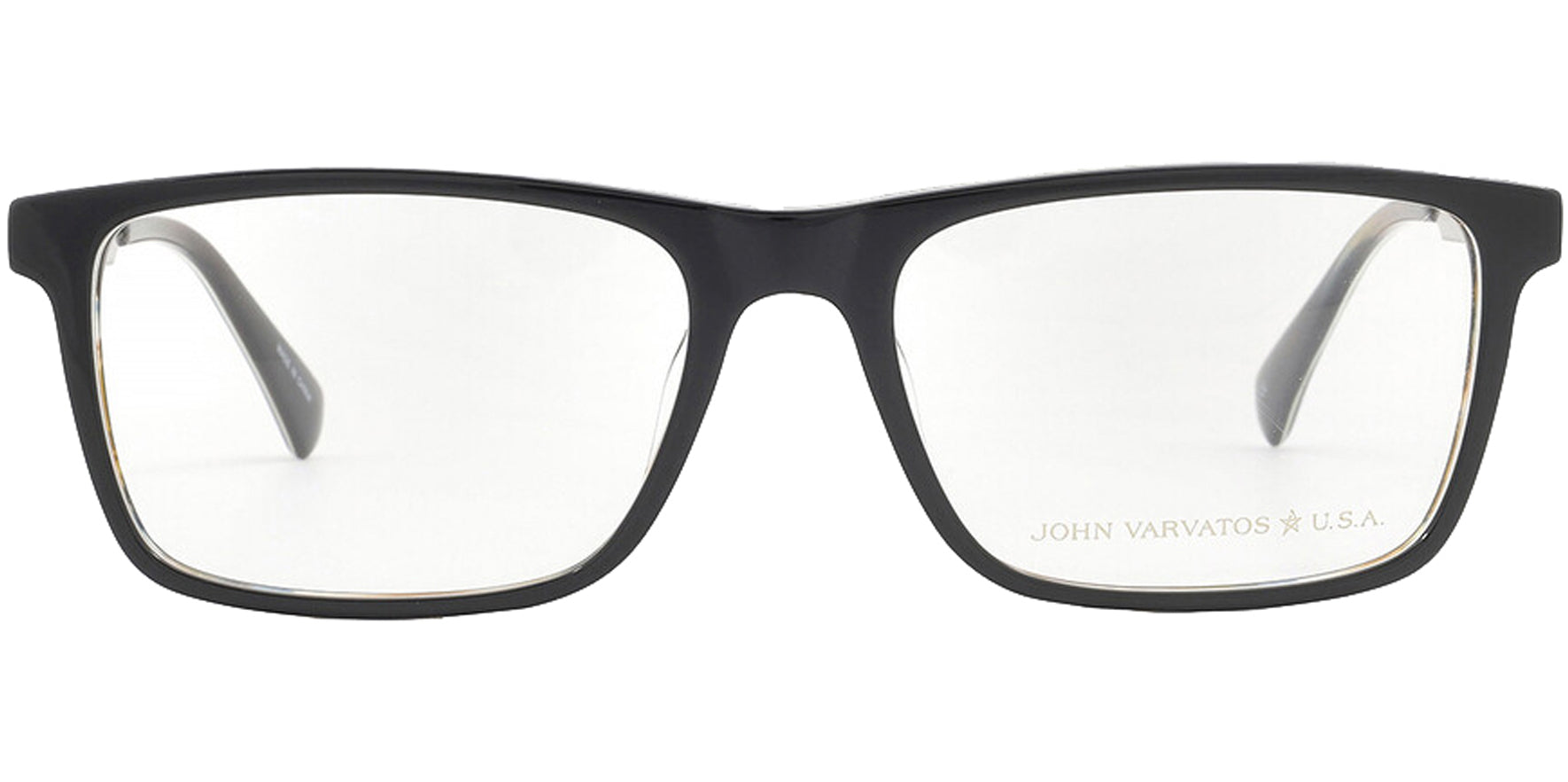John Varvatos Black Square Eyeglass Frames w/ Flex Metal Temples