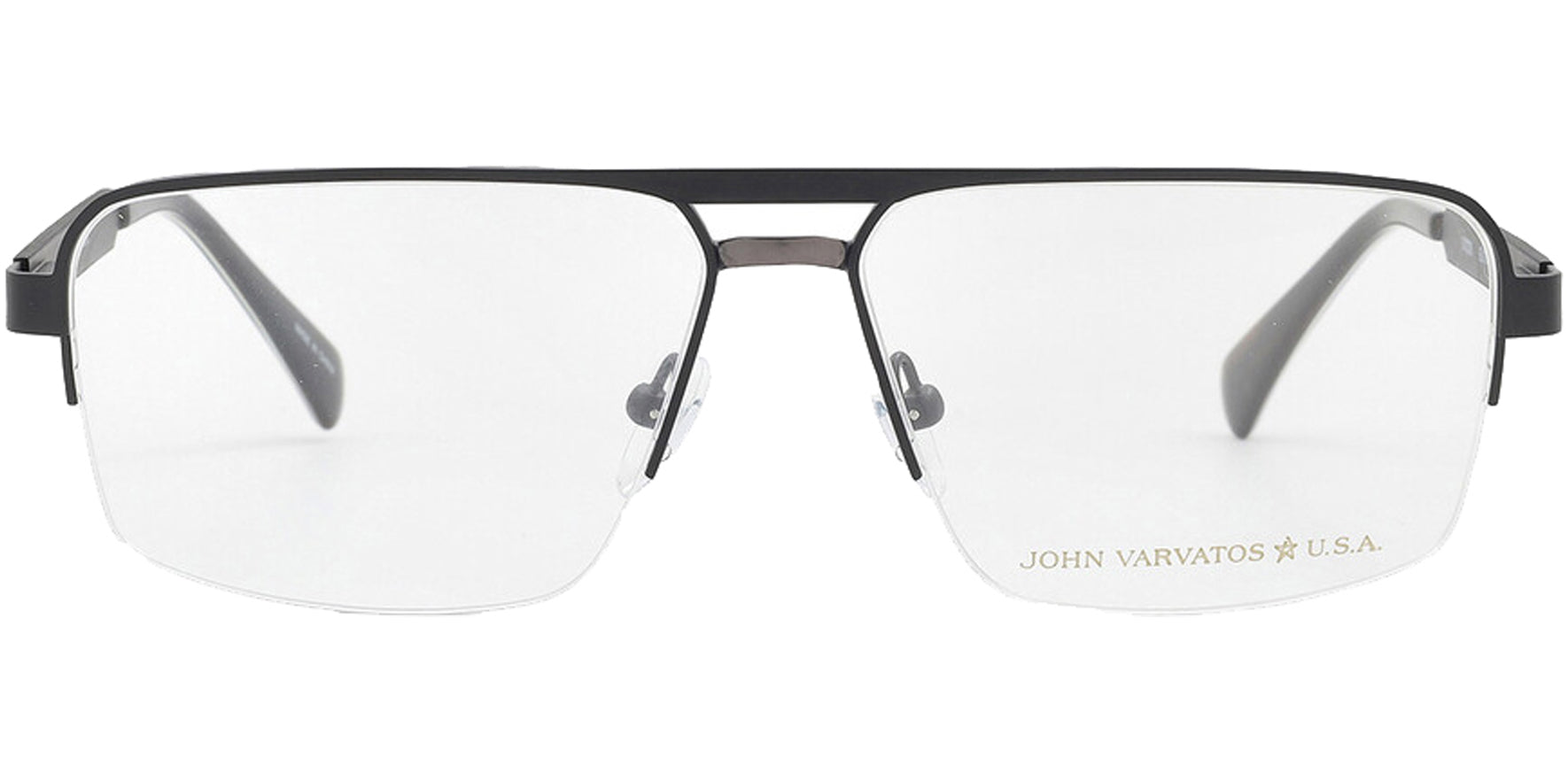 John Varvatos Black Semi-Rimless Pilot Eyeglass Frames