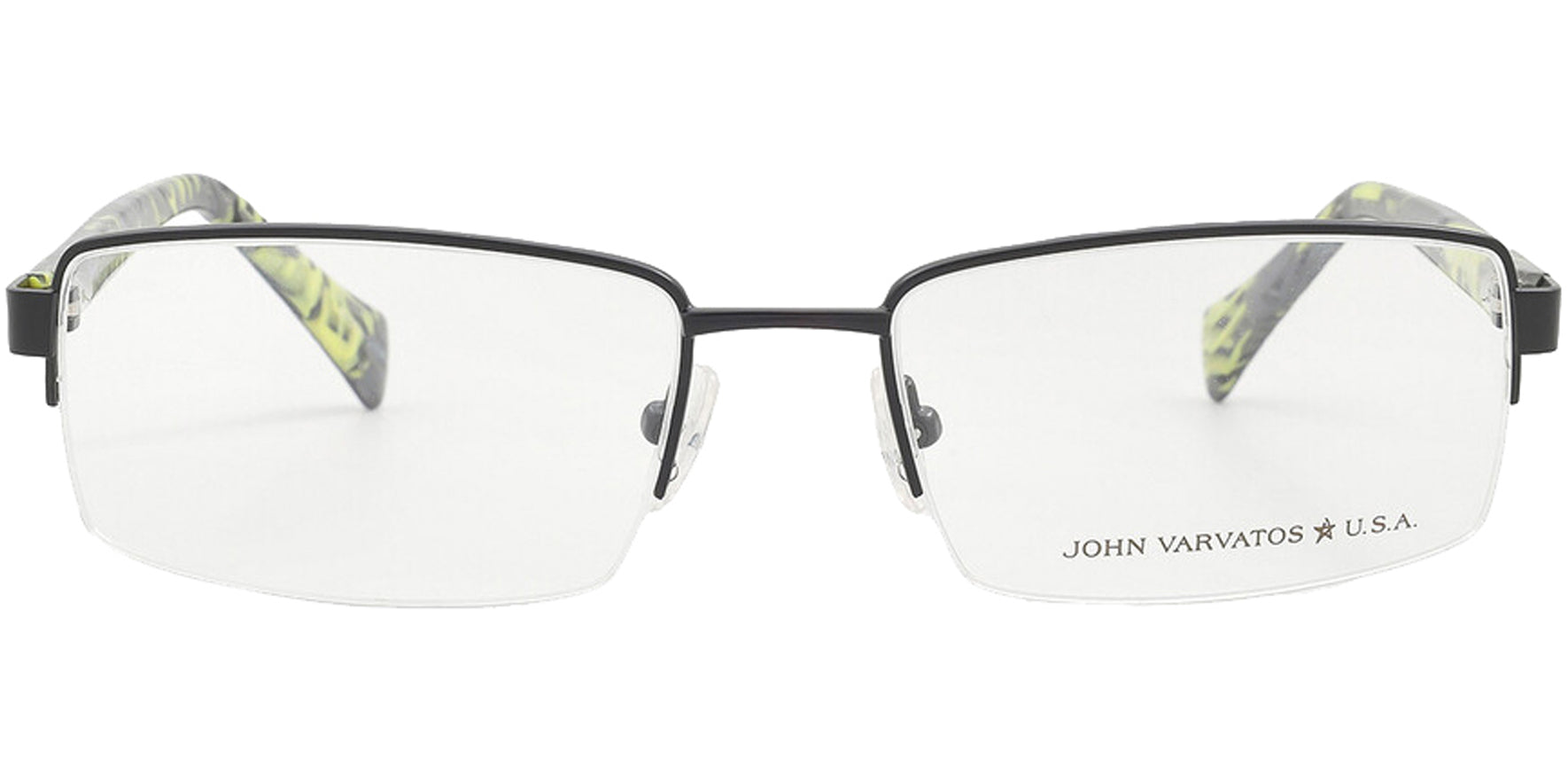 John Varvatos Black Semi-Rimless Rectangle Eyeglass Frames