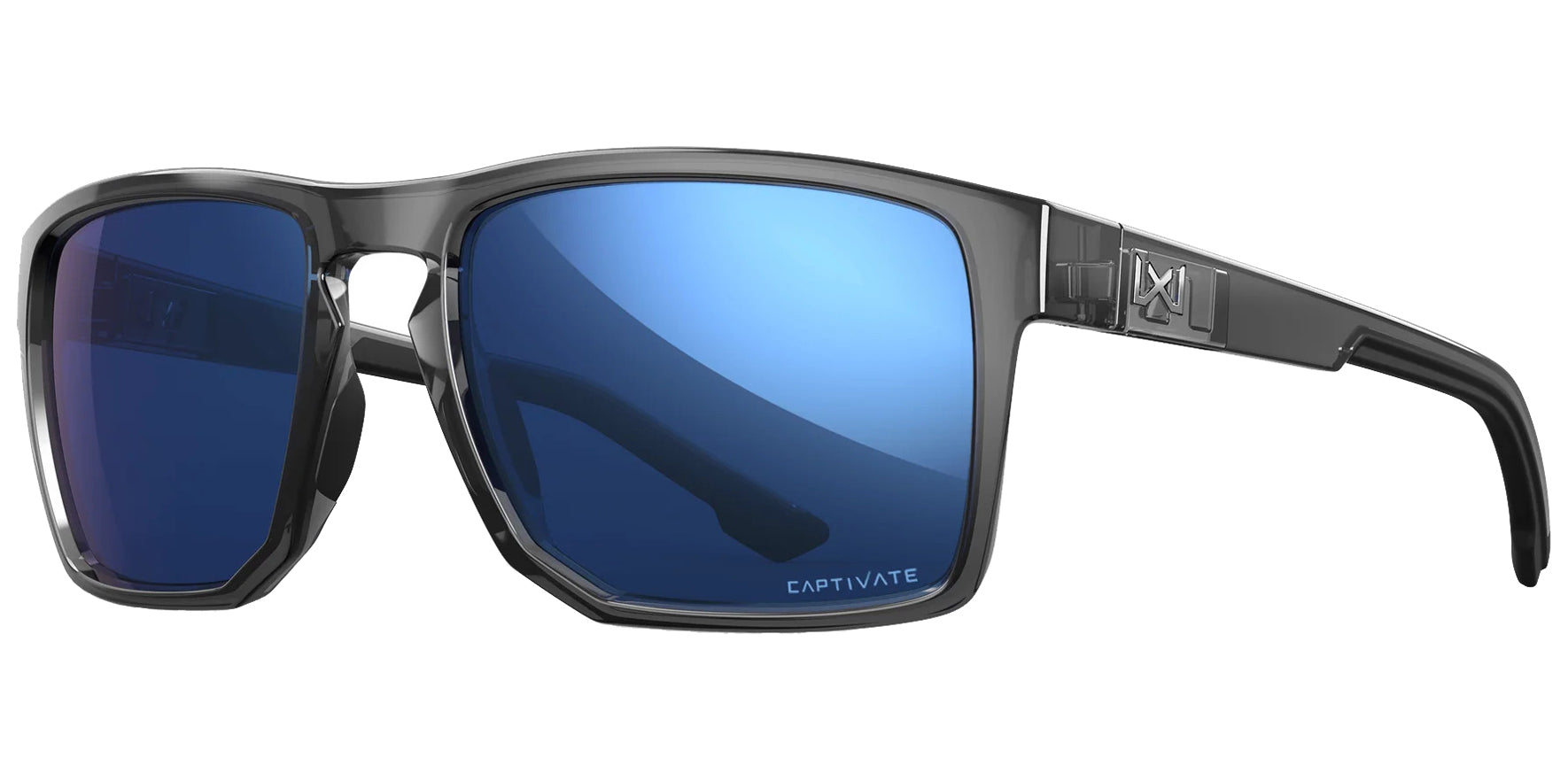 Wiley X Founder Polarized Gloss Crystal Grey Square w/ Spring Hinges