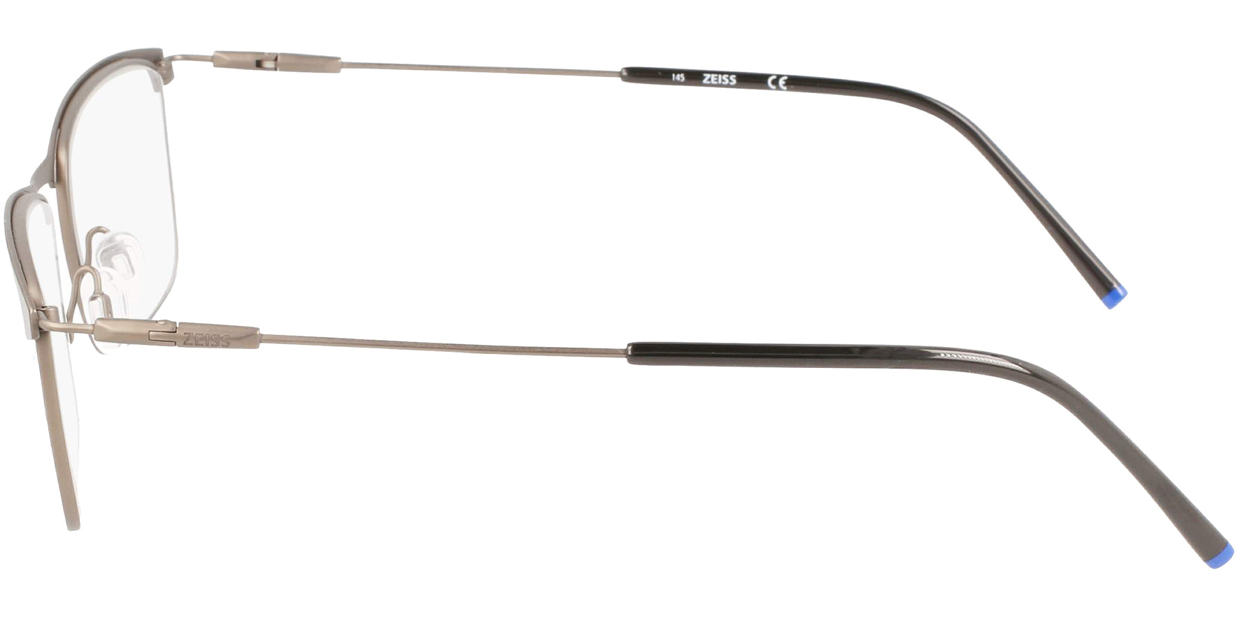 Zeiss Matte Black Titanium Browline Rectangle Eyeglass Frames w/ Slim Temples