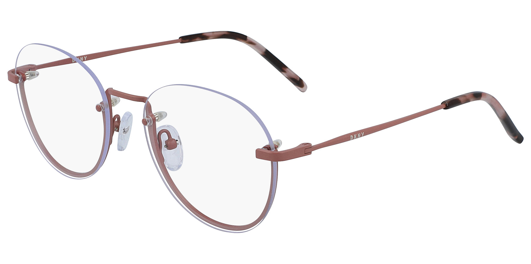 DKNY Mauve Semi-Rimless Round Eyeglasses