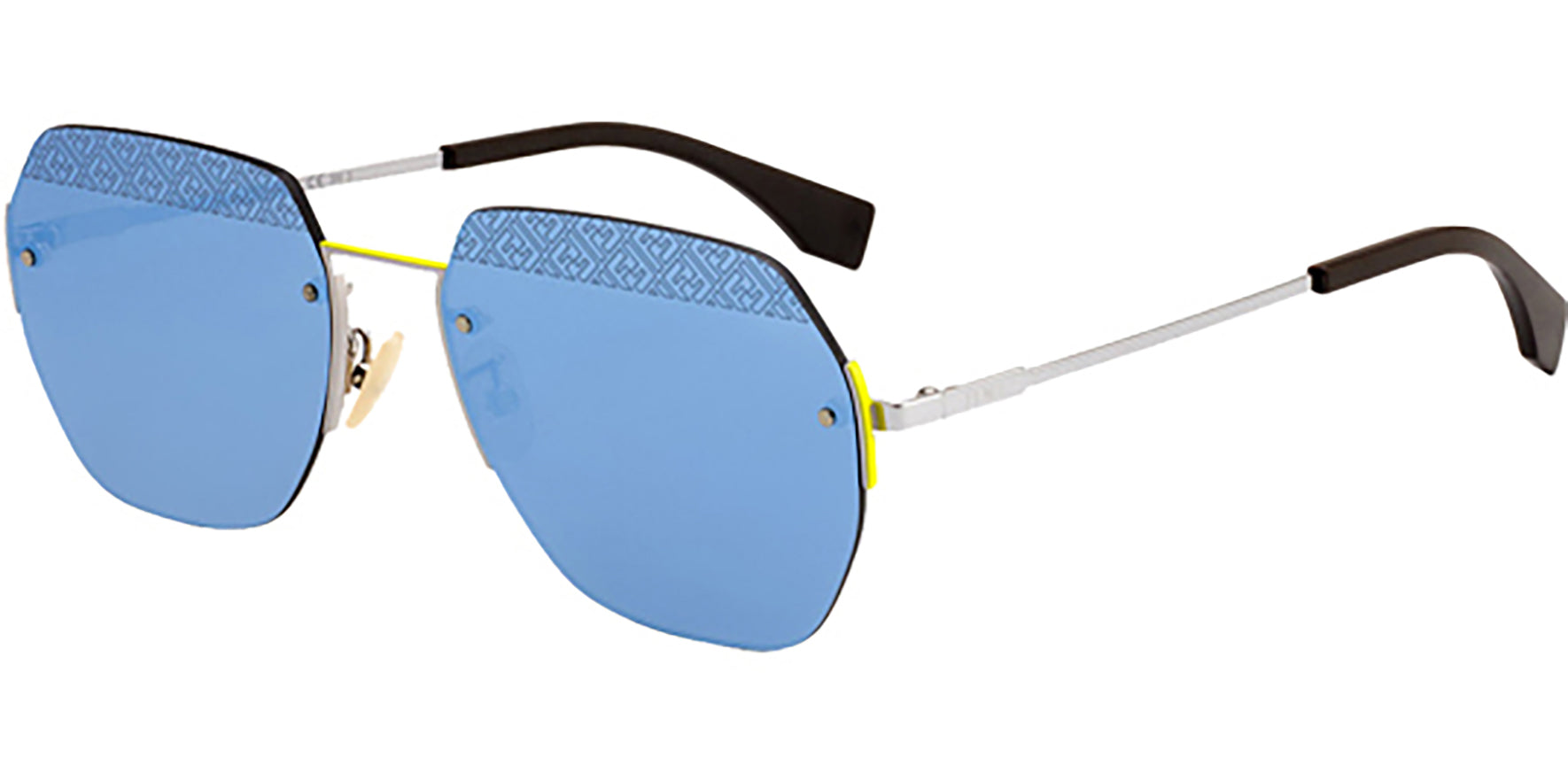 Fendi Silver-Tone/Azure Rimless Aviator - Eyedictive