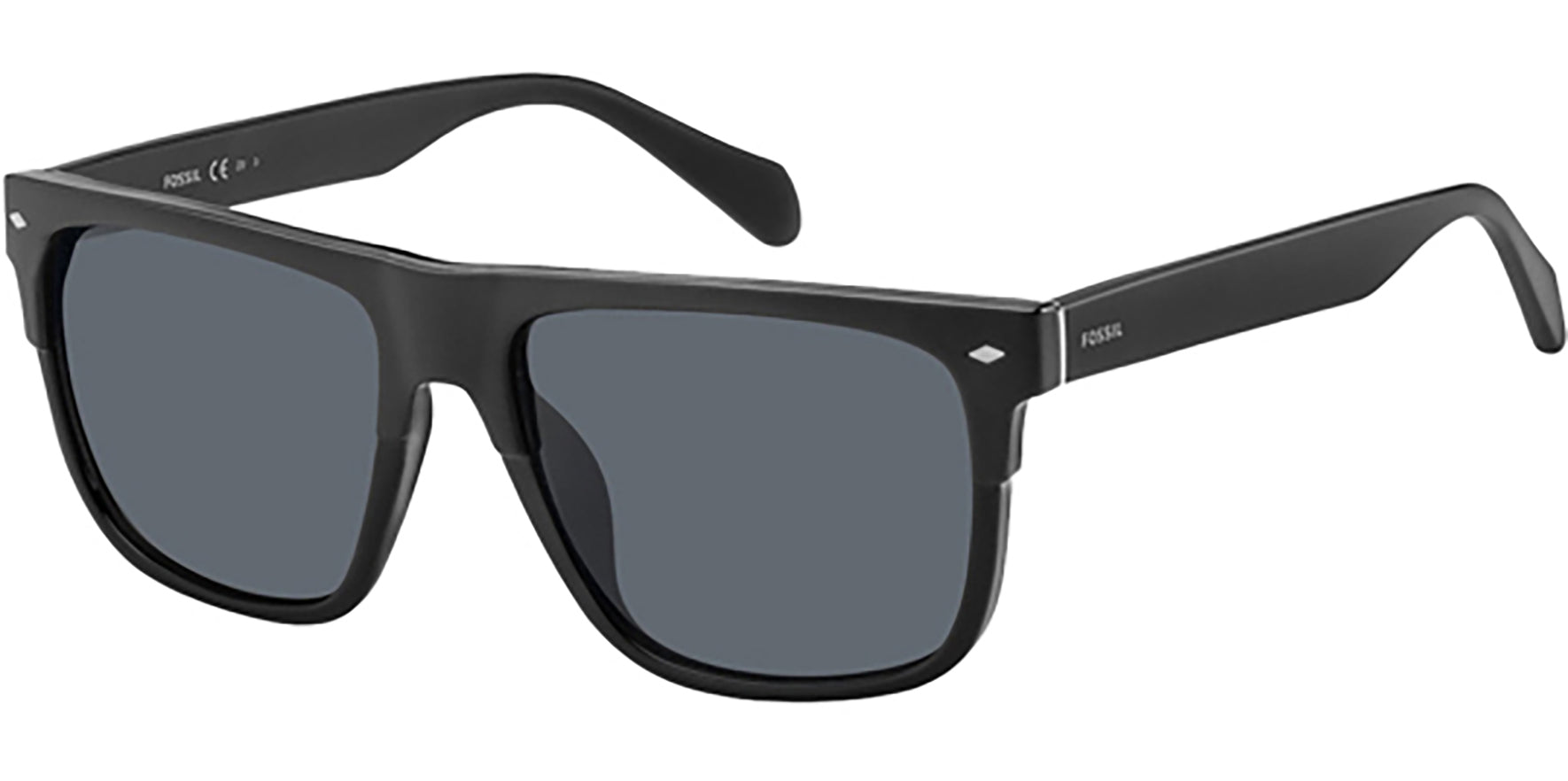 Fossil Matte Black Brow-Line Square - Eyedictive