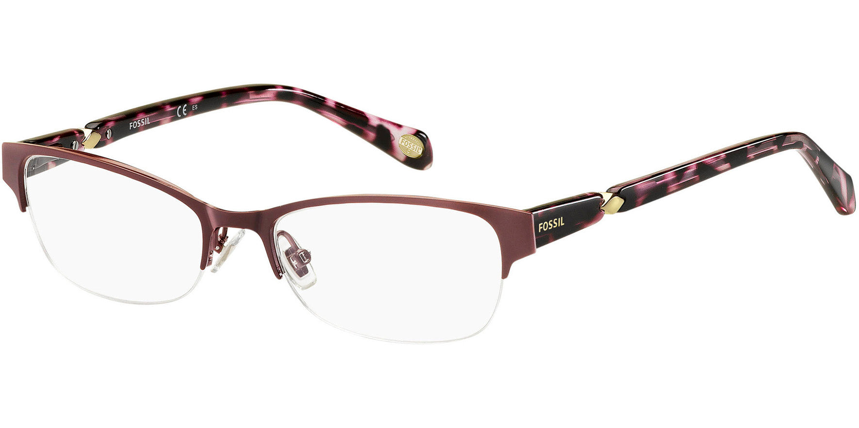 Fossil Optical Stainless Steel Semi-Rimless Eyeglass Frames - Eyedictive