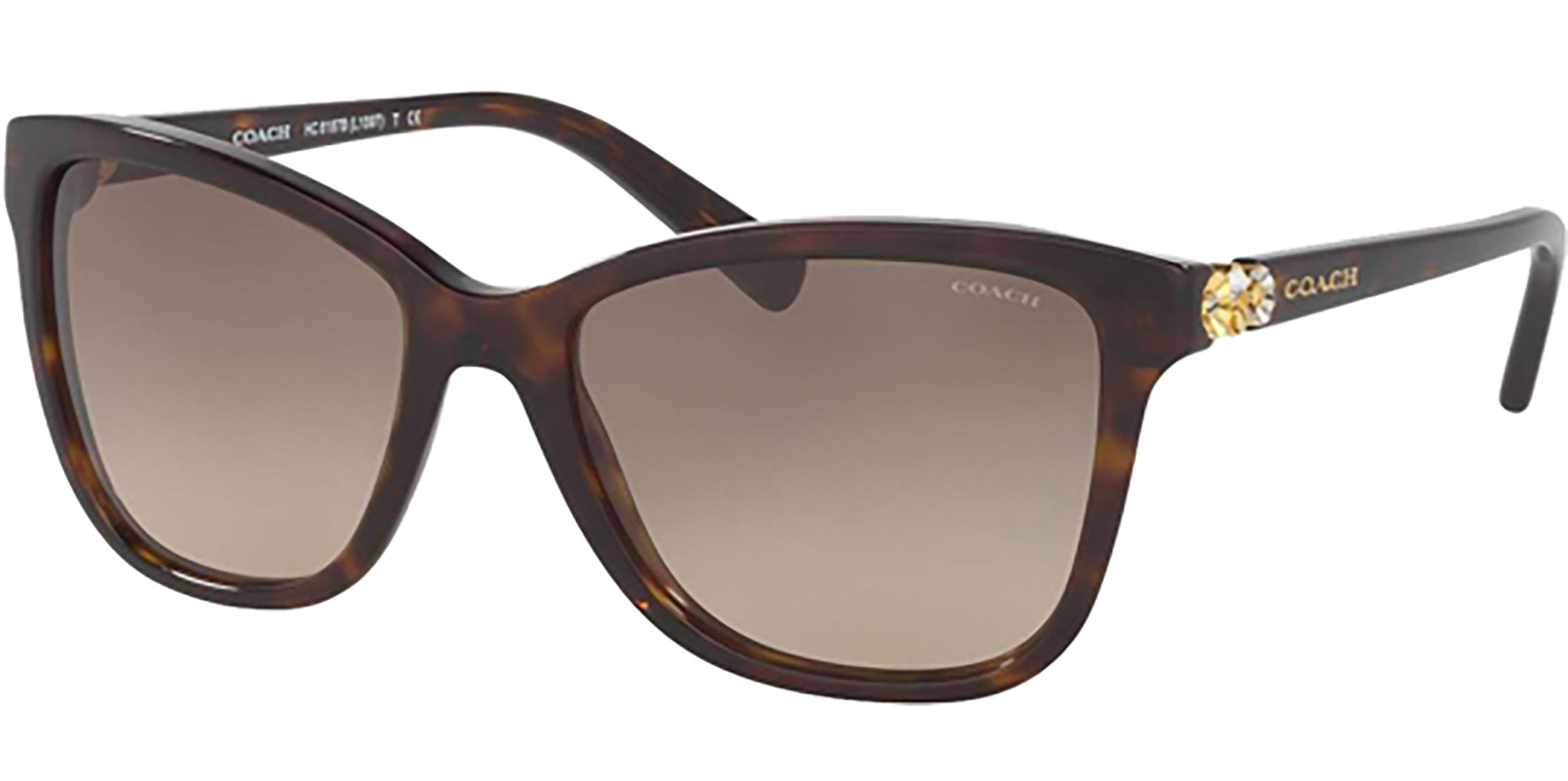 Coach Dark Tortoise Square w/ Floral Gem Detail - Eyedictive