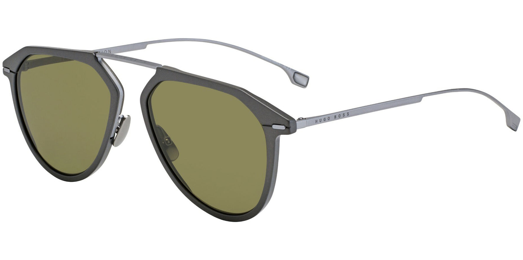 Hugo Boss HD Polarized Matte Grey Titanium & Aluminum Aviator - Eyedictive
