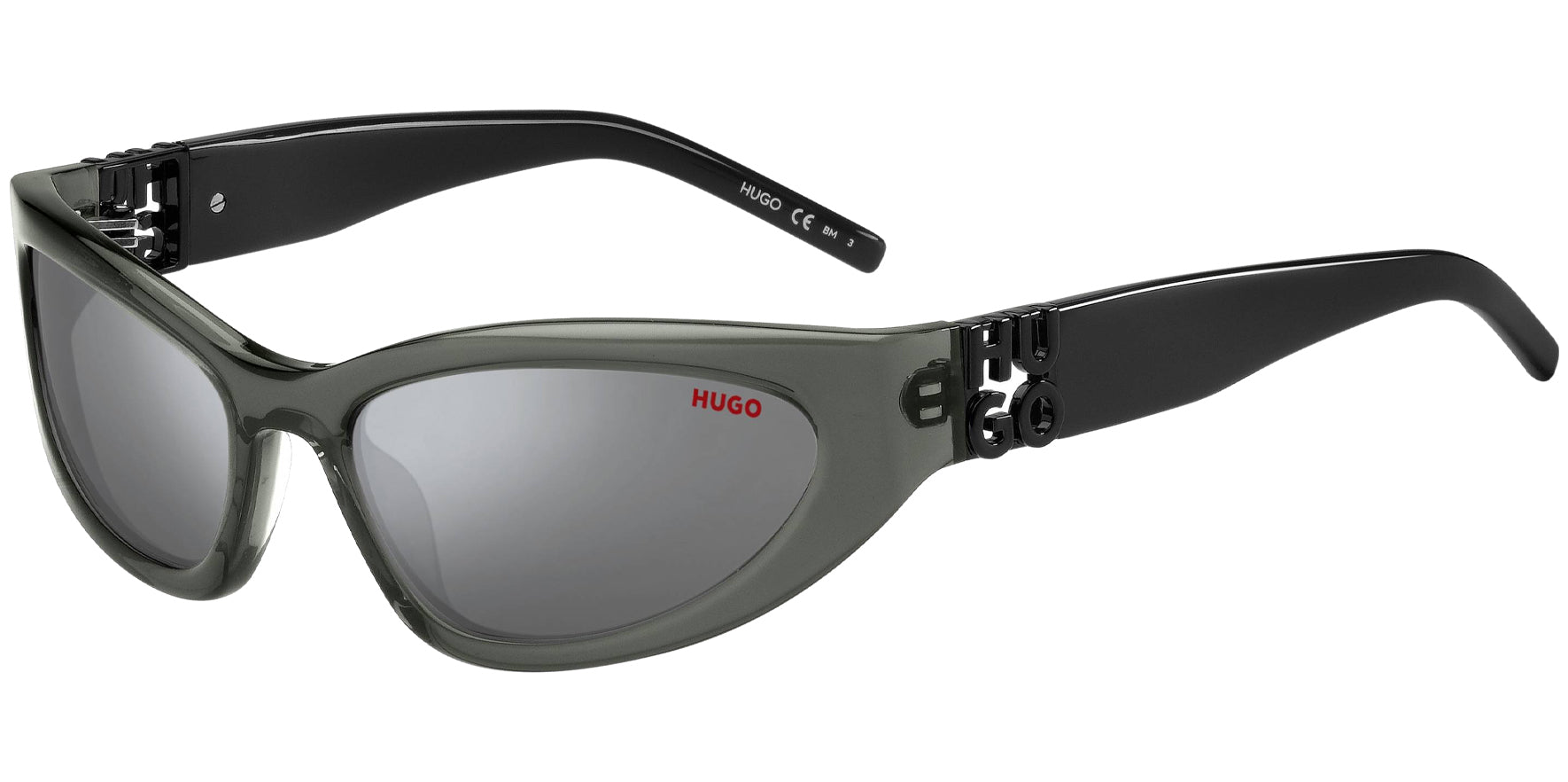 HUGO By Hugo Boss Oval Sport Wrap w/ 3D Monogram - Eyedictive