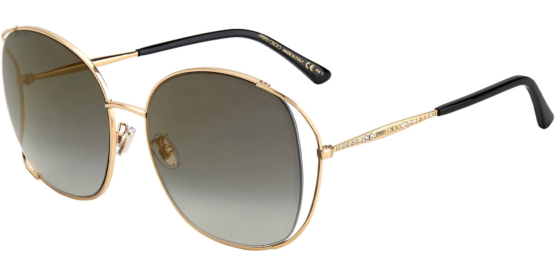 Jimmy Choo Tinka Oversize Round Cutaway w/ Gradient Lens - Eyedictive