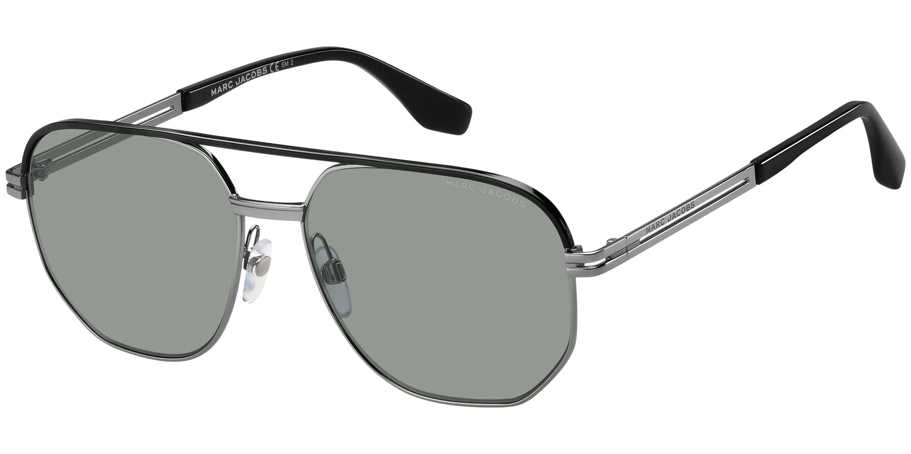 Marc Jacobs Ruthenium/Black Geometric Pilot - Eyedictive