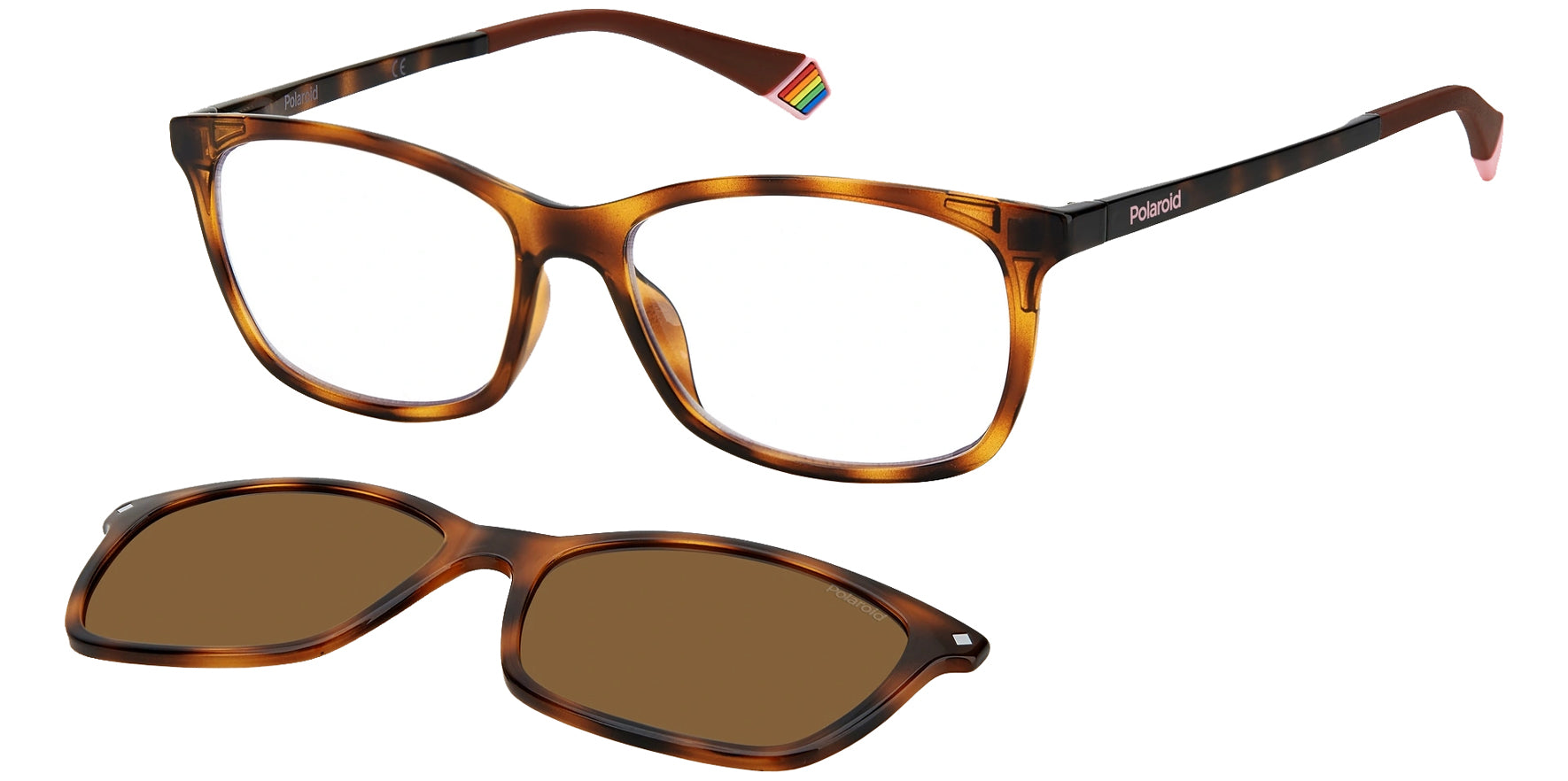 Polaroid Rectangle Eyeglass Frames w/ Polarized Clip-on Lens - Eyedictive