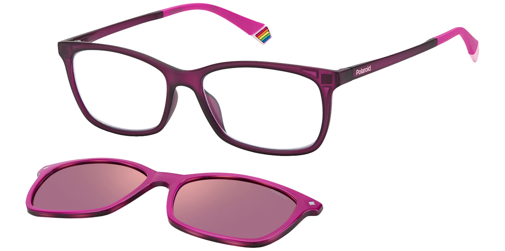 Polaroid Rectangle Eyeglass Frames w/ Polarized Clip-on Lens - Eyedictive