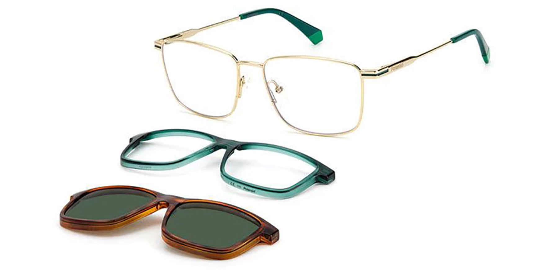Polaroid Square Eyeglass Frames w/ Polarized Clip-On Lens - Eyedictive