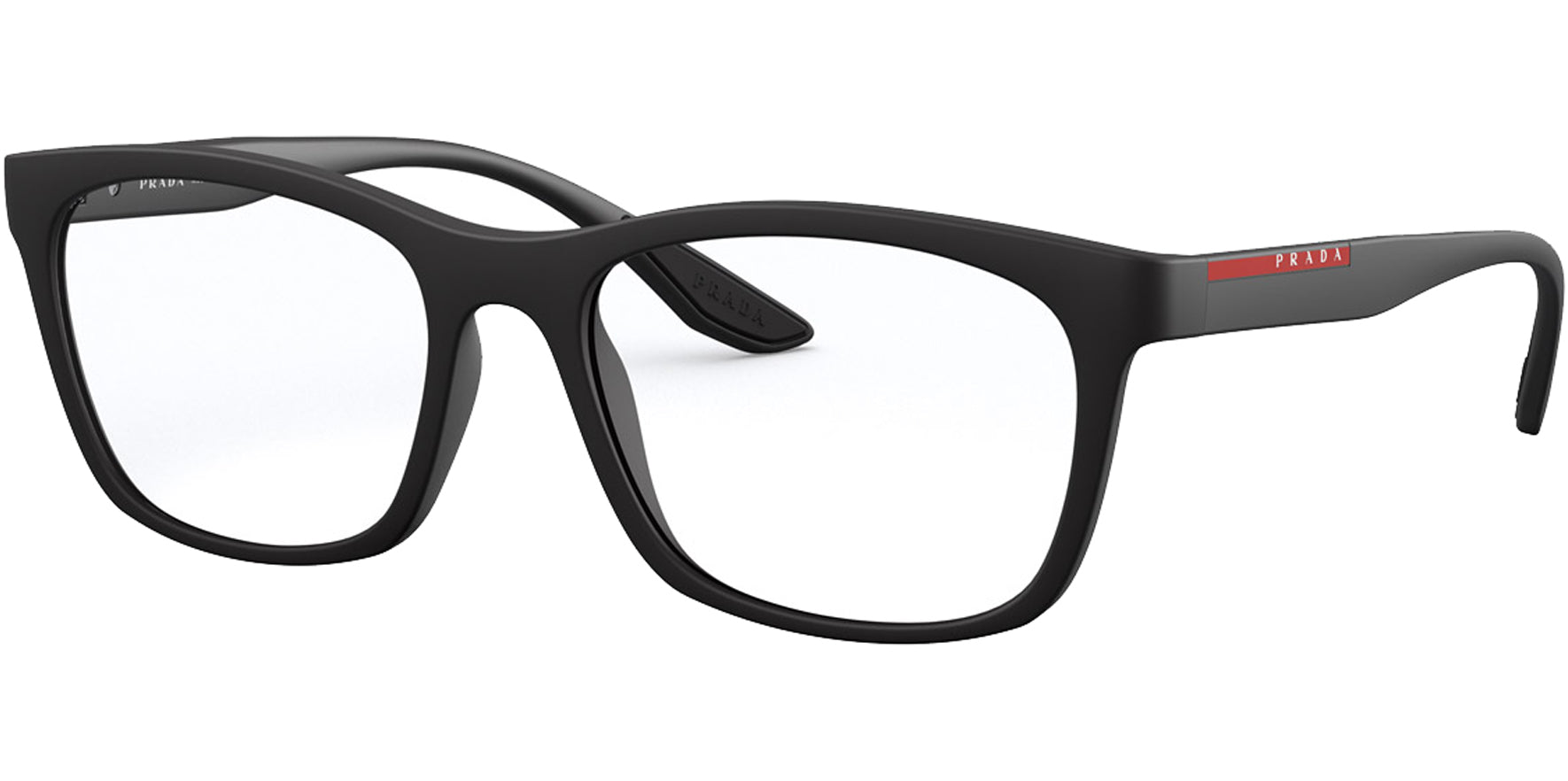Prada Linea Rossa Black Rubber Soft Square Eyeglass Frames - Eyedictive