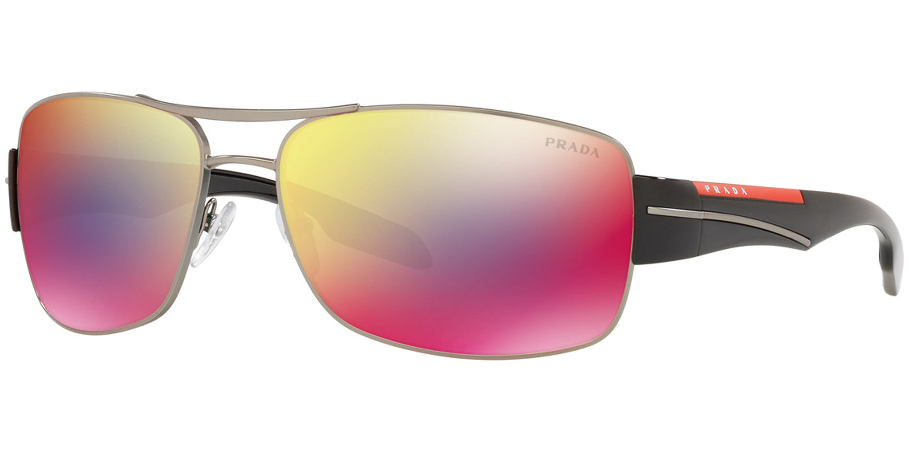 Prada Linea Rossa Matte Gunmetal Navigator w/ Mirrored Lens - Eyedictive