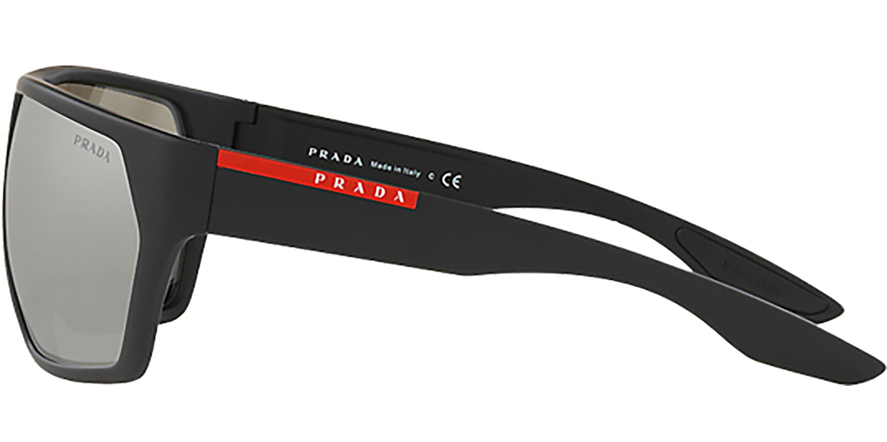 Prada Linea Rossa Black Rubber Wrap w/ Mirrored Lens - Eyedictive