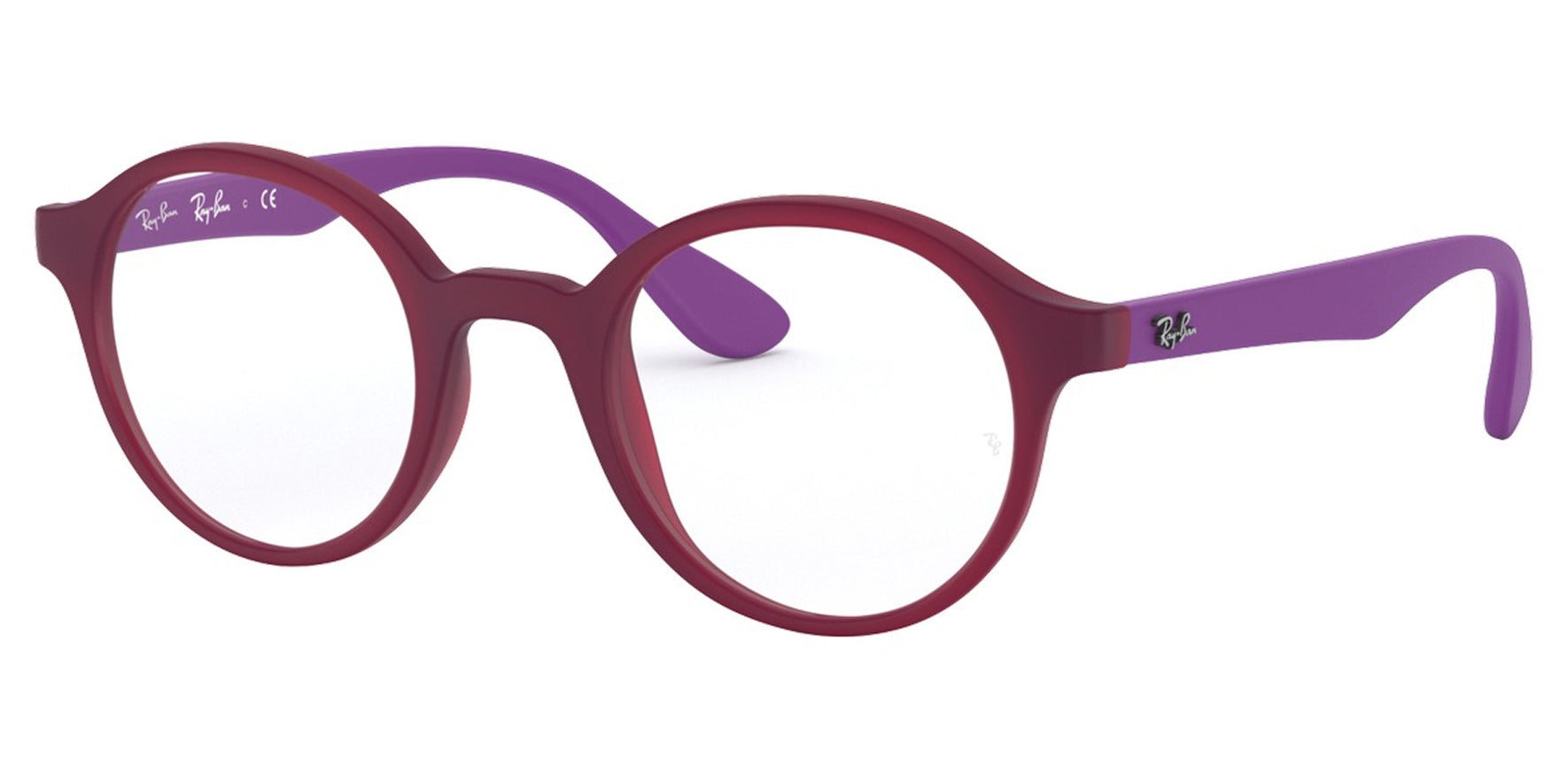 Ray-Ban Junior Matte Transparent Fuxia Round Eyeglass Frames - Eyedictive