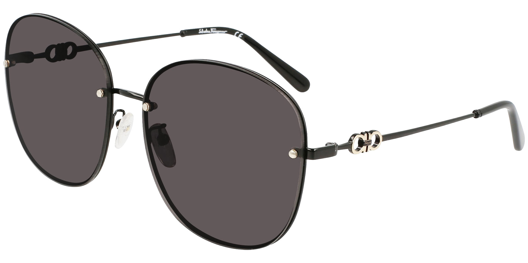 Salvatore Ferragamo Black Oversized Round - Eyedictive
