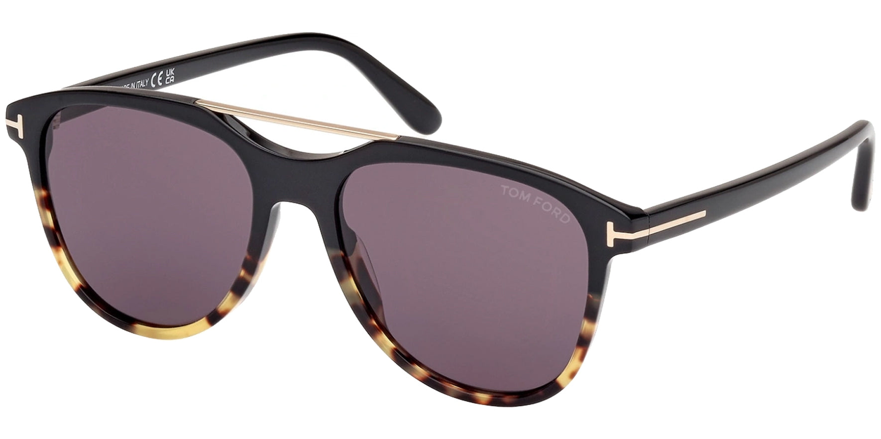Tom Ford Damian Black/Tortoise Pilot w/ Metal Top Bar - Eyedictive