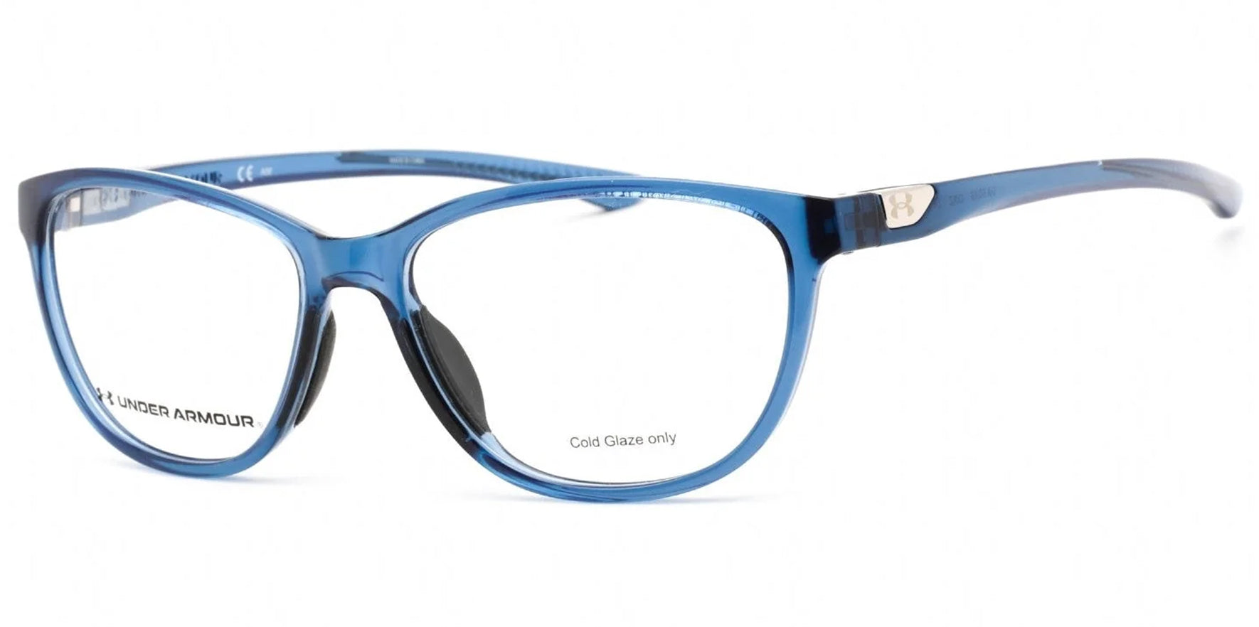Under Armour Blue Crystal Oval Eyeglasses w/ Rubber Nosepads - Eyedictive
