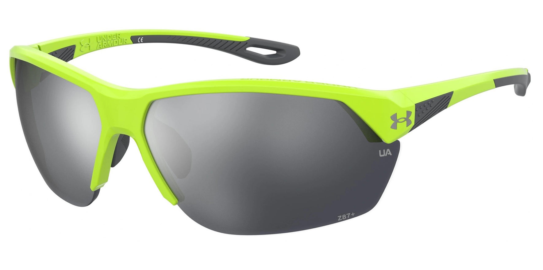 Under Armour Compete Green/Yellow Fluorescent ANSI Z87+ Semi-Rimless Wrap - Eyedictive