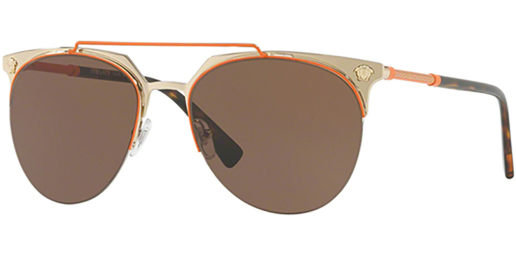 Versace Orange/Pale Gold-Tone Modified Aviator - Eyedictive