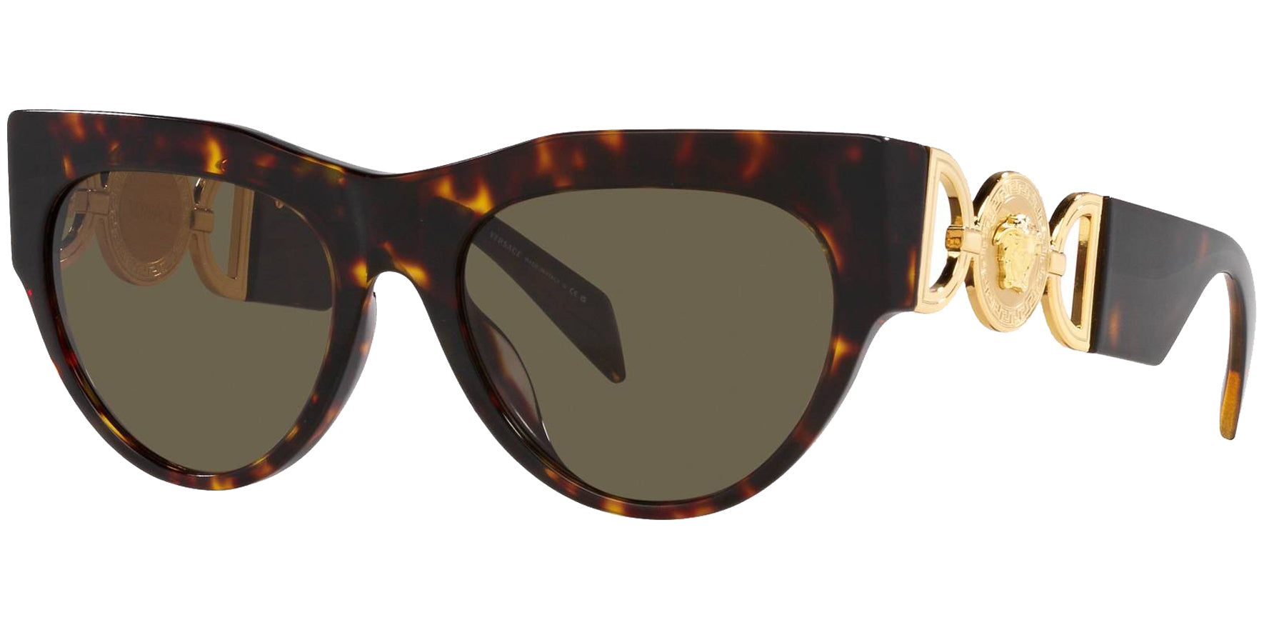 Versace Havana Rounded Cat Eye w/ Medusa Medallion Temples - Eyedictive