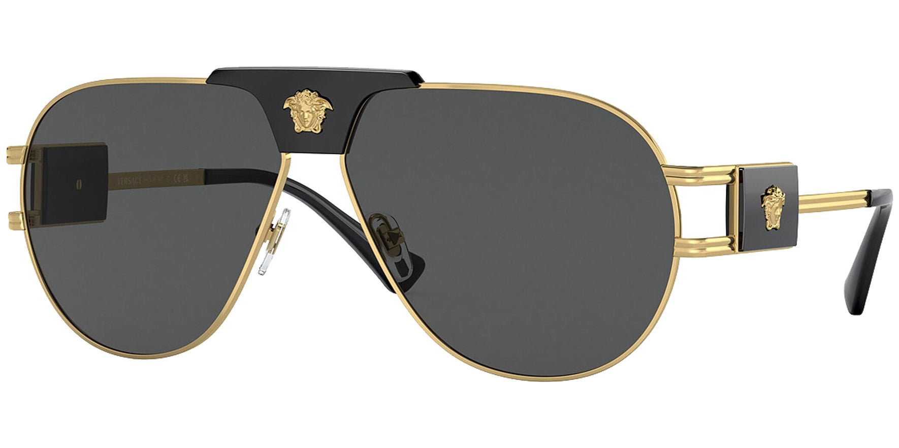Versace Medusa Gold-Tone Metal Pilot - Eyedictive