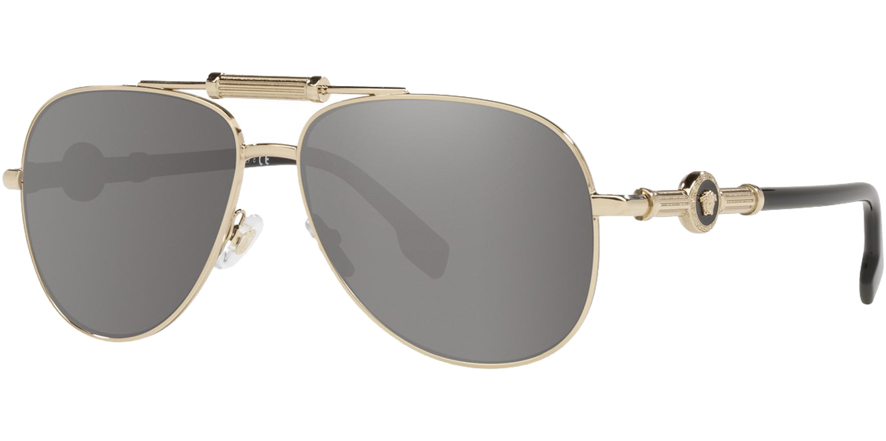 Versace Pale Gold-Tone Aviator w/ Mirror Lens - Eyedictive