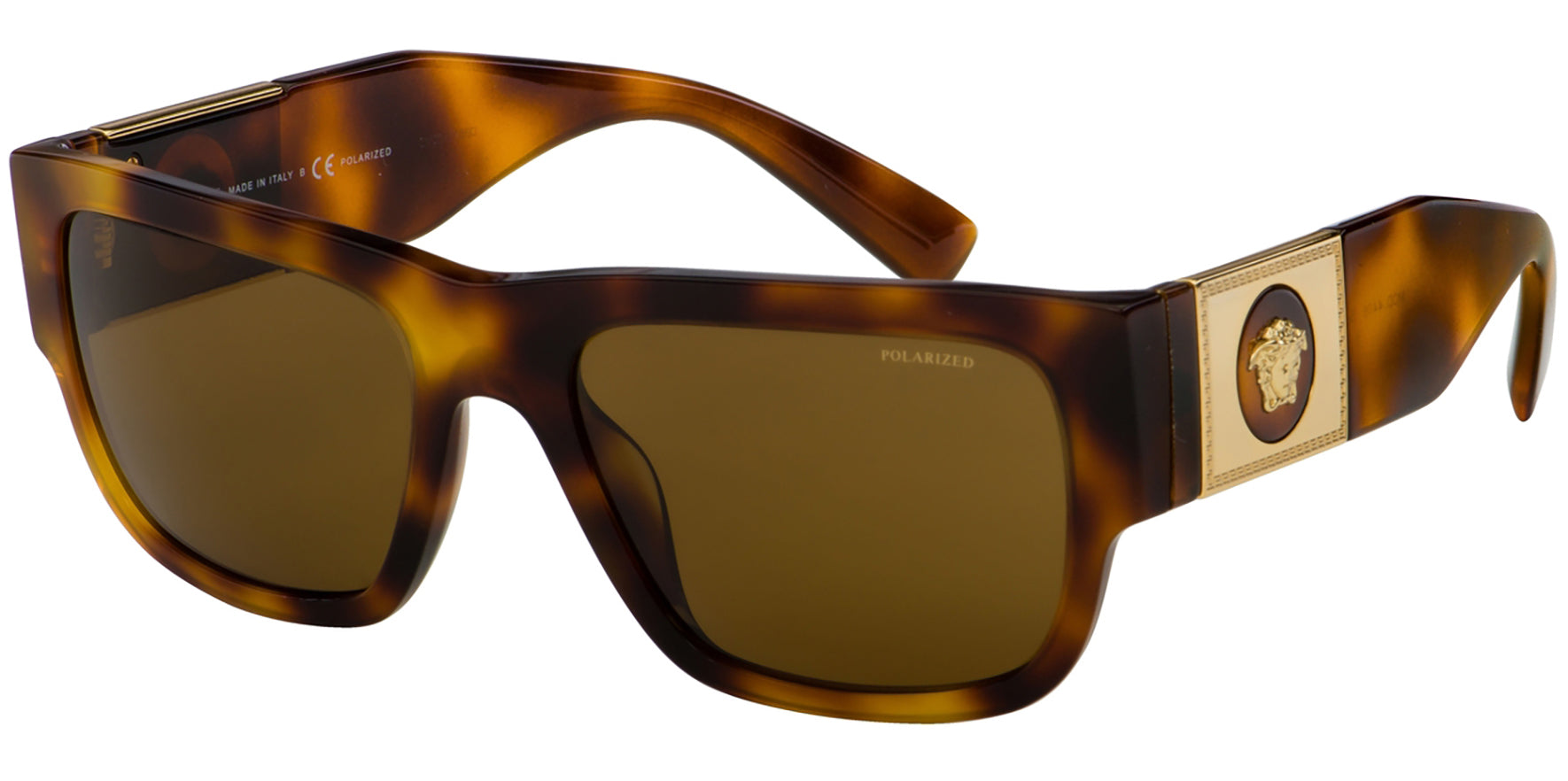 Versace Polarized Havana Wide Temple Square - Eyedictive