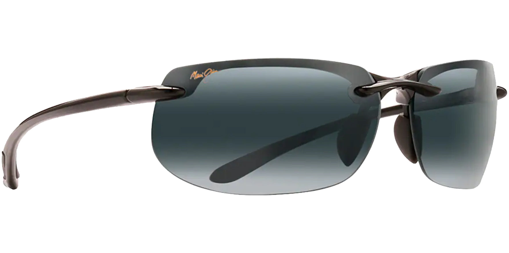 Maui Jim Banyans Gloss Black Rimless Wrap