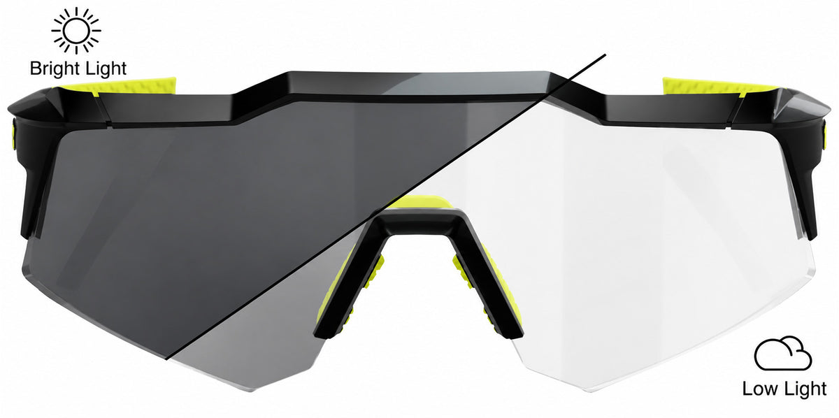 100% Speedcraft XS Gloss Black Photochromic Shield