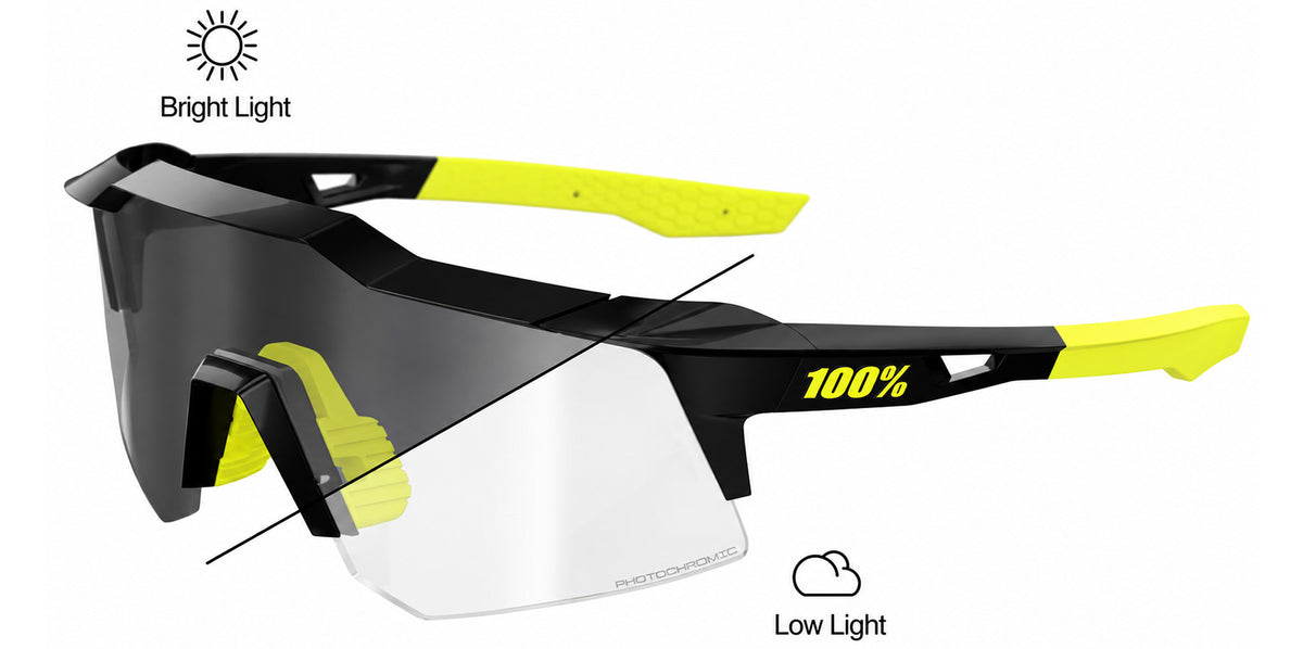 100% Speedcraft XS Gloss Black Photochromic Shield