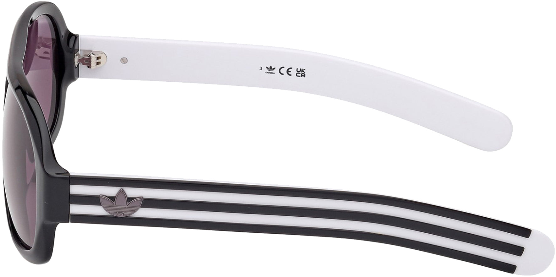 Adidas Shiny Black Oversized Pilot w/ Striped Temples