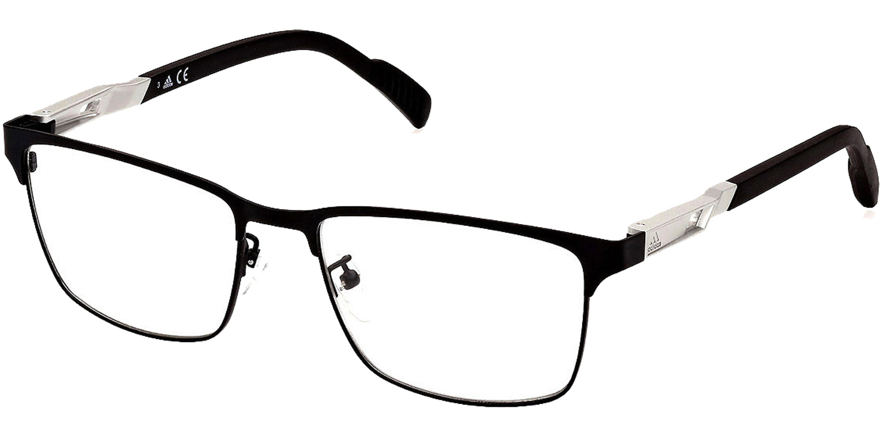 Adidas Matte Black Browline Rectangle Eyeglass Frames